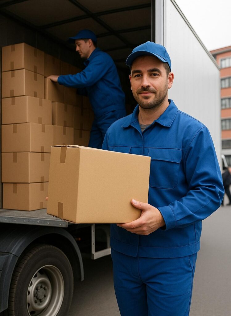 toni cargando unas cajas de una mudanza en mudanzastoni.com