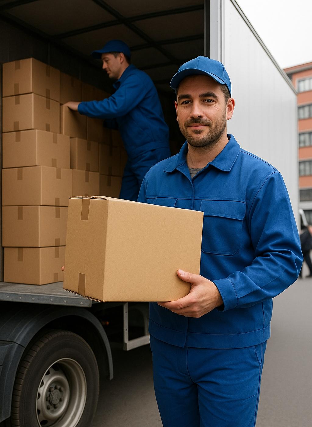 toni cargando unas cajas de una mudanza en mudanzastoni.com